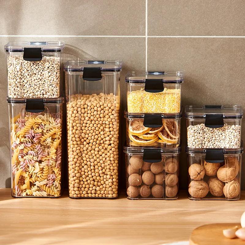 Bocaux-transparents-cuisine-stockage-empilable-noir