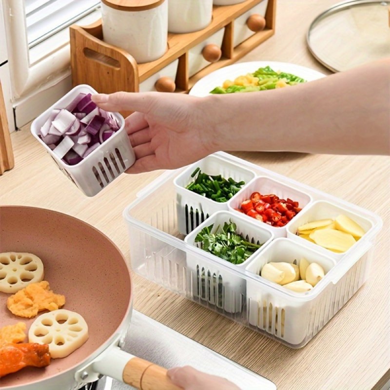 Boite-rangement-fruit-frigo-taille-M-6-compartiments-sur-table-avec-aliments