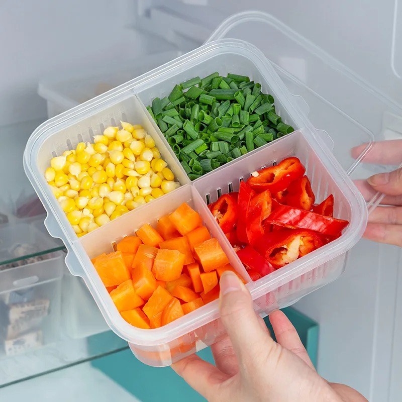 Boite-rangement-fruit-frigo-taille-S-4-compartiments-avec-aliments