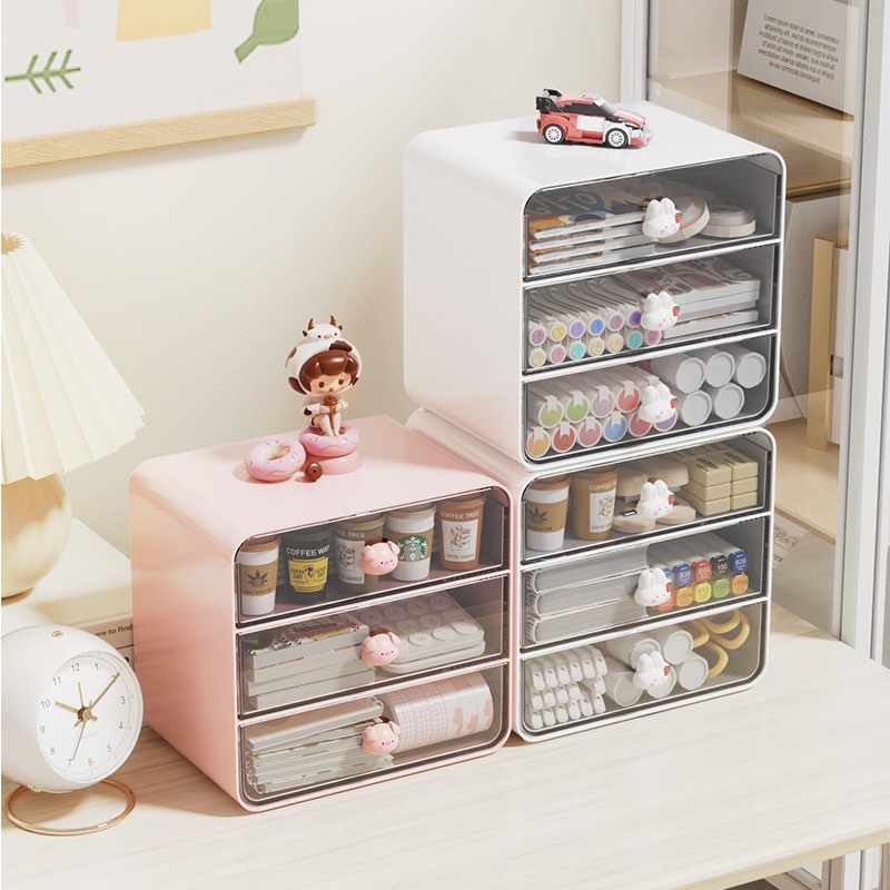 Organisateur-bureau-enfant-rose-blanc-taille-S-M-sur-bureau-enfant