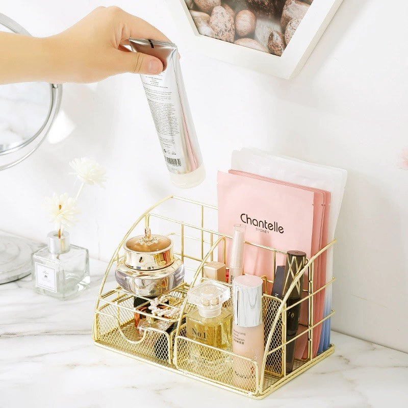 Organisateur-bureau-metal-dore-avec-accessoires
