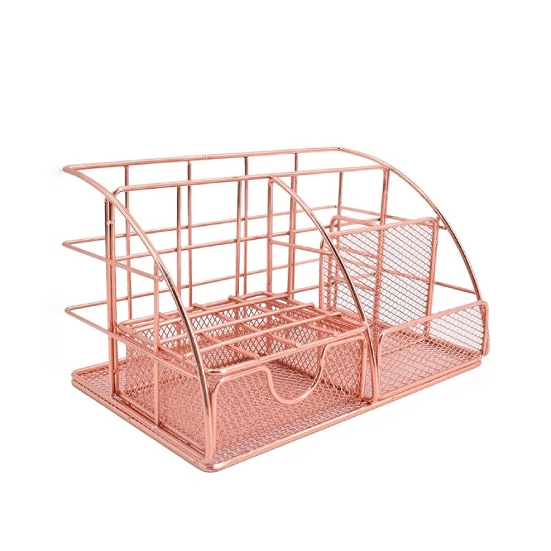 Organisateur-bureau-metal-rose-fond-blanc