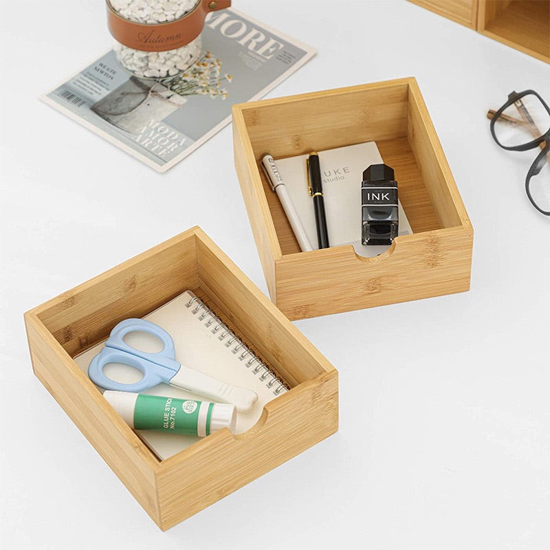 Organisateur-de-bureau-bambou-interieur-tiroirs-avec-outils-bureau