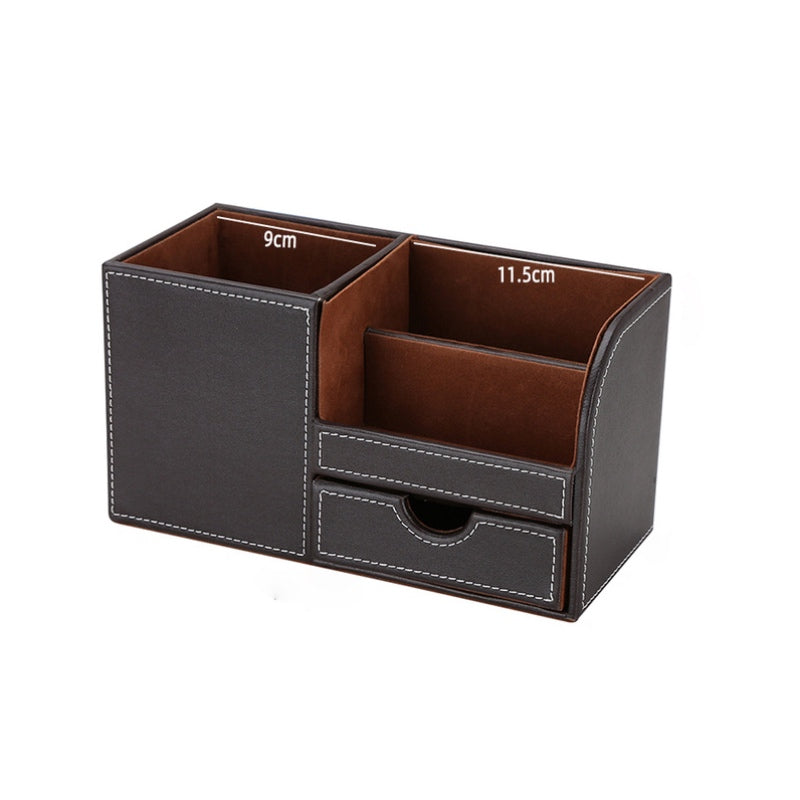 Organisateur-de-bureau-cuir-noir-fond-blanc