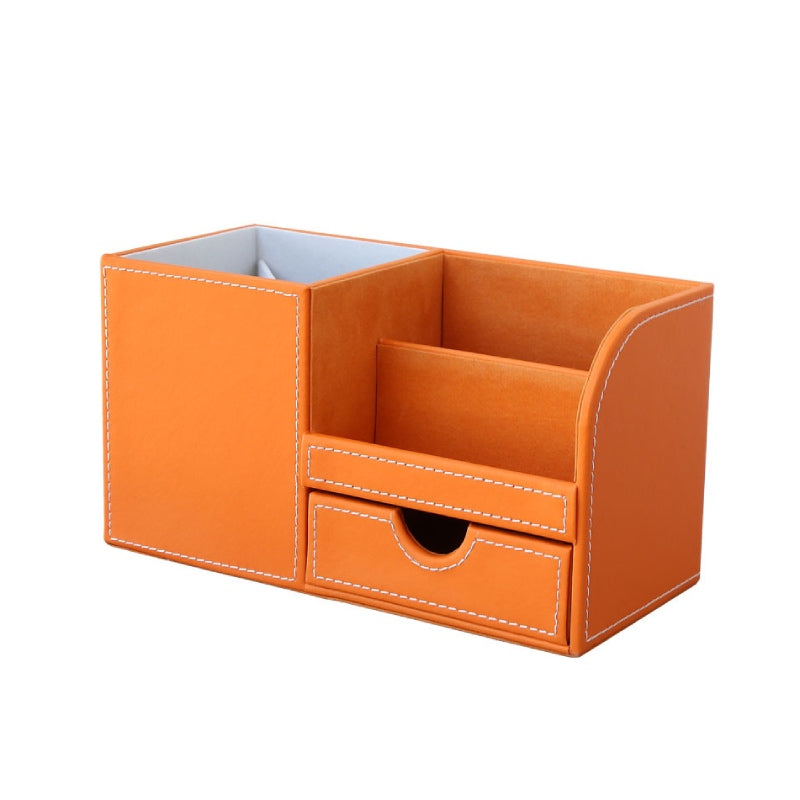 Organisateur-de-bureau-cuir-orange-fond-blanc