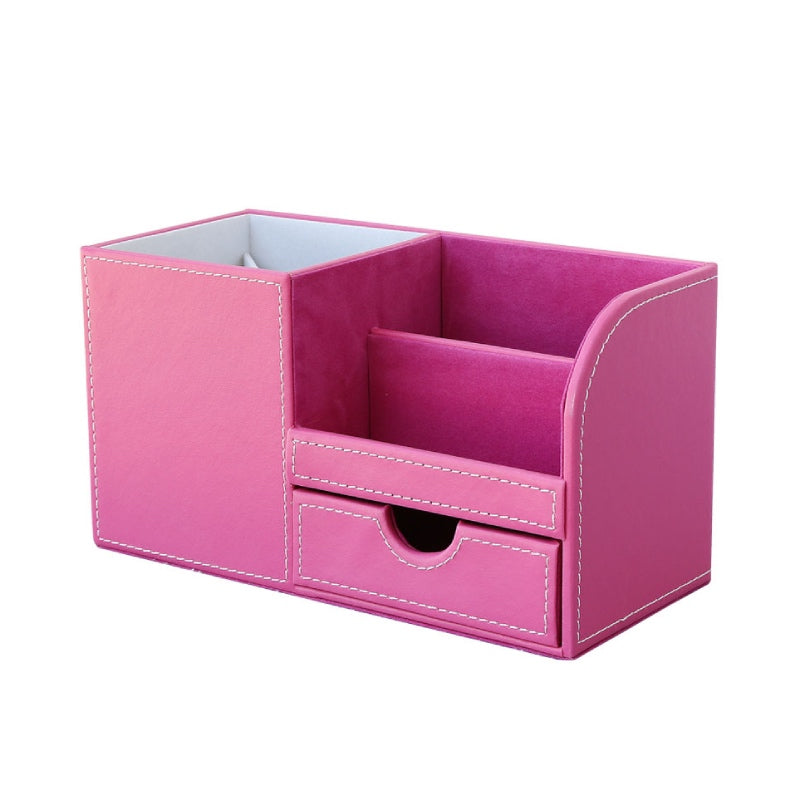 Organisateur-de-bureau-cuir-rose-fond-blanc
