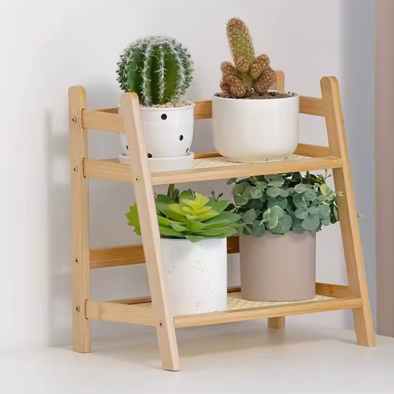 Organisateur-maquillage-bois-avec-plantes-cactus