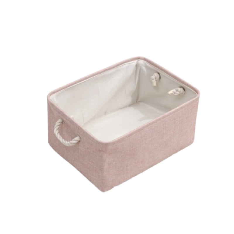 Panier-de-rangement-tissu-rose-taille-M-fond-blanc