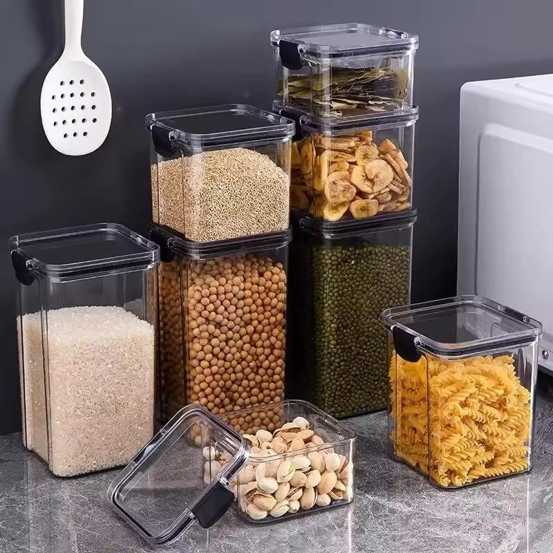 Bocaux-transparent-cuisine-avec-aliment-sur-plan-de-travail-cuisine