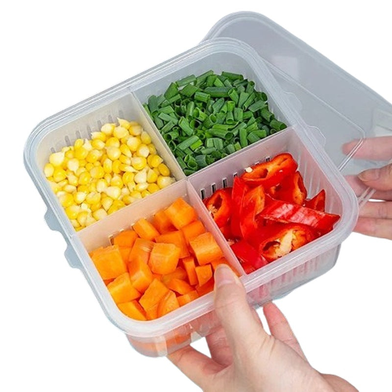 Boite-rangement-fruit-frigo-taille-S-4-compartiments-avec-aliments-fond-blanc