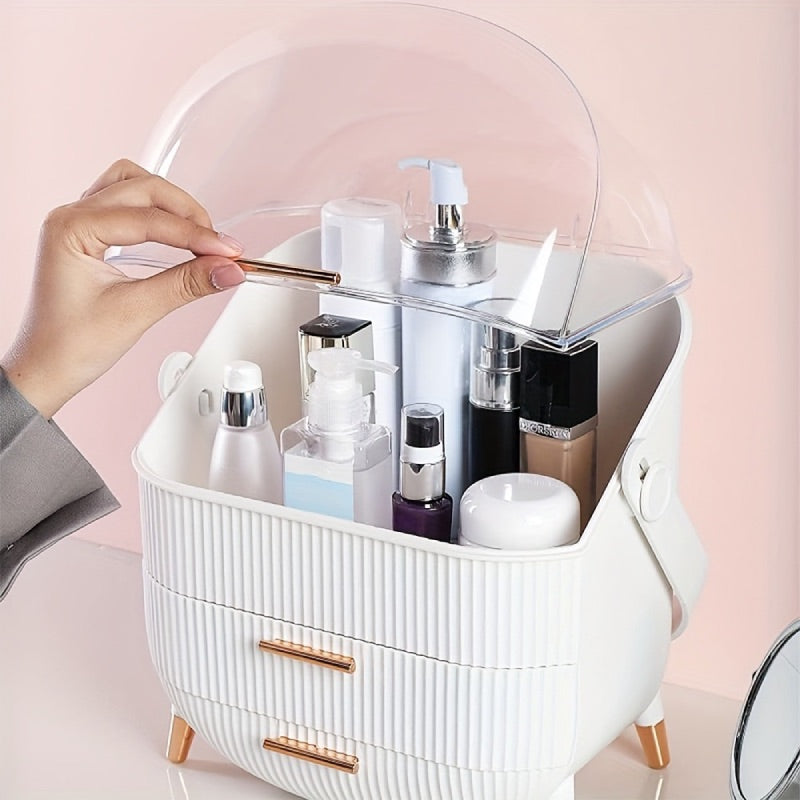 Grand-organisateur-maquillage-blanc-avec-produits-soin