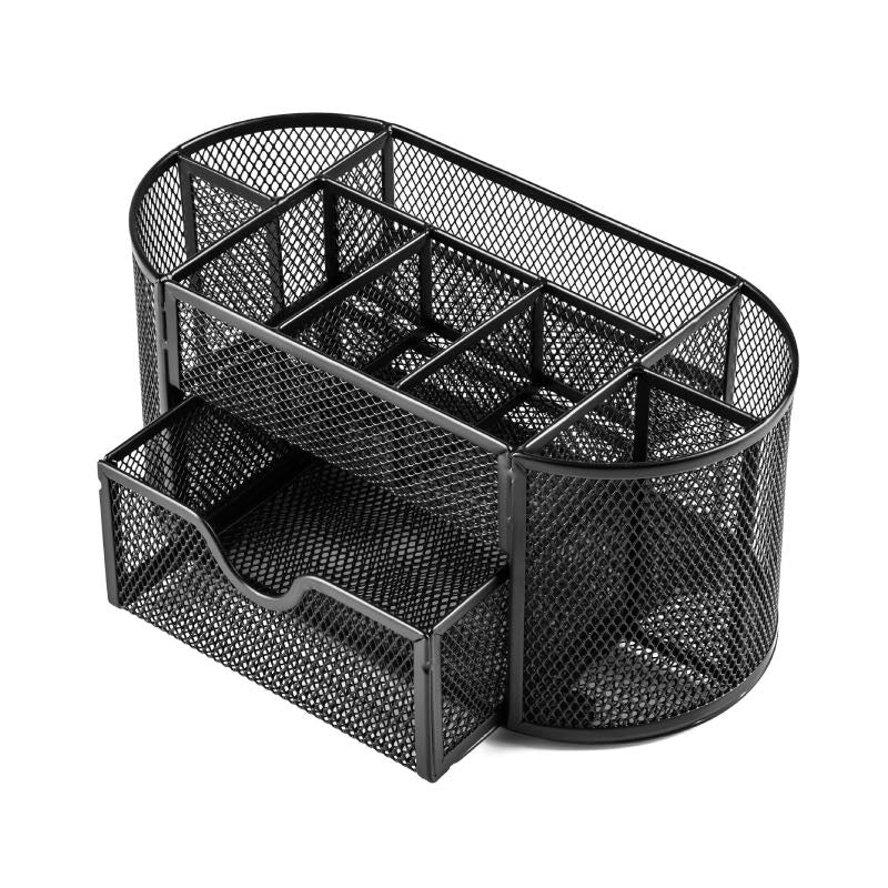 Organisateur-de-bureau-metal-noir-vide-fond-blanc