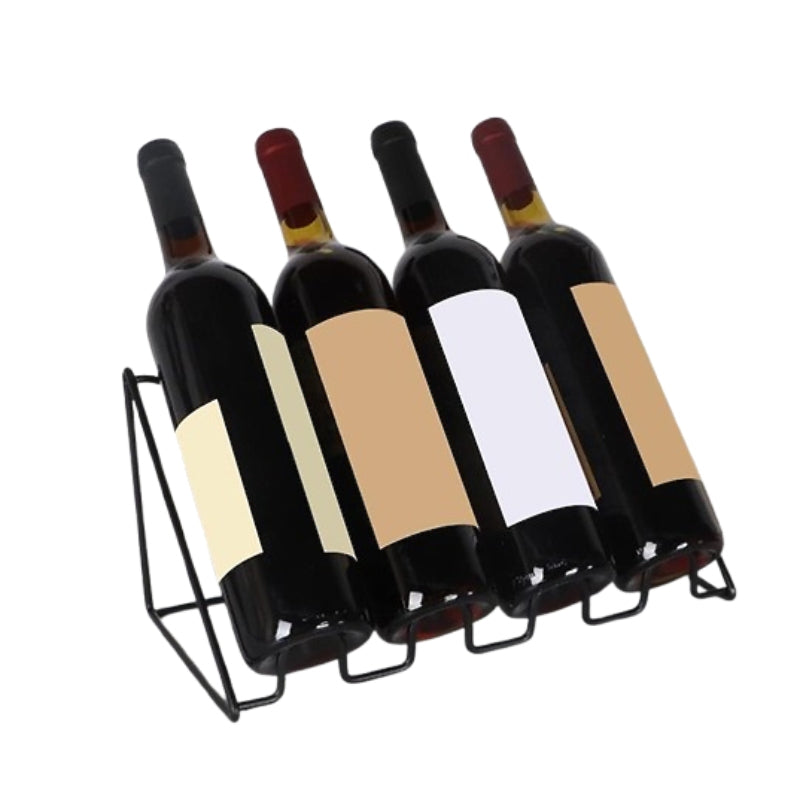 Range-bouteille-metallique-noir-4-bouteilles-etagere-fond-blanc